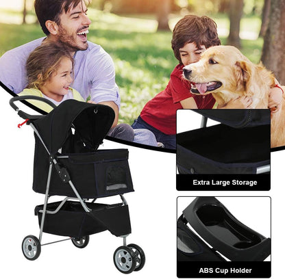 PawCruiser 3-Wheel Pet Stroller – Black