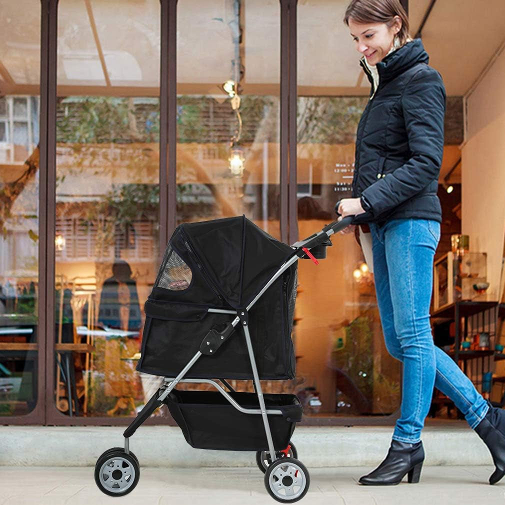 PawCruiser 3-Wheel Pet Stroller – Black