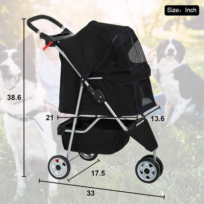 PawCruiser 3-Wheel Pet Stroller – Black