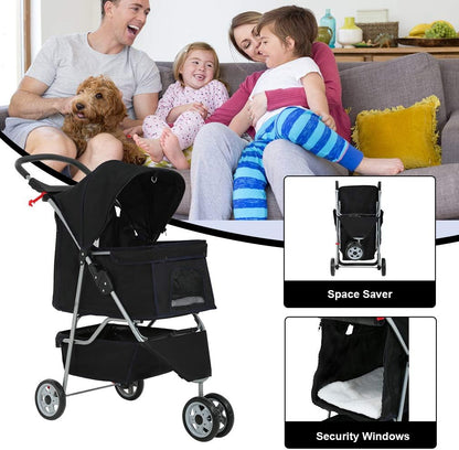 PawCruiser 3-Wheel Pet Stroller – Black